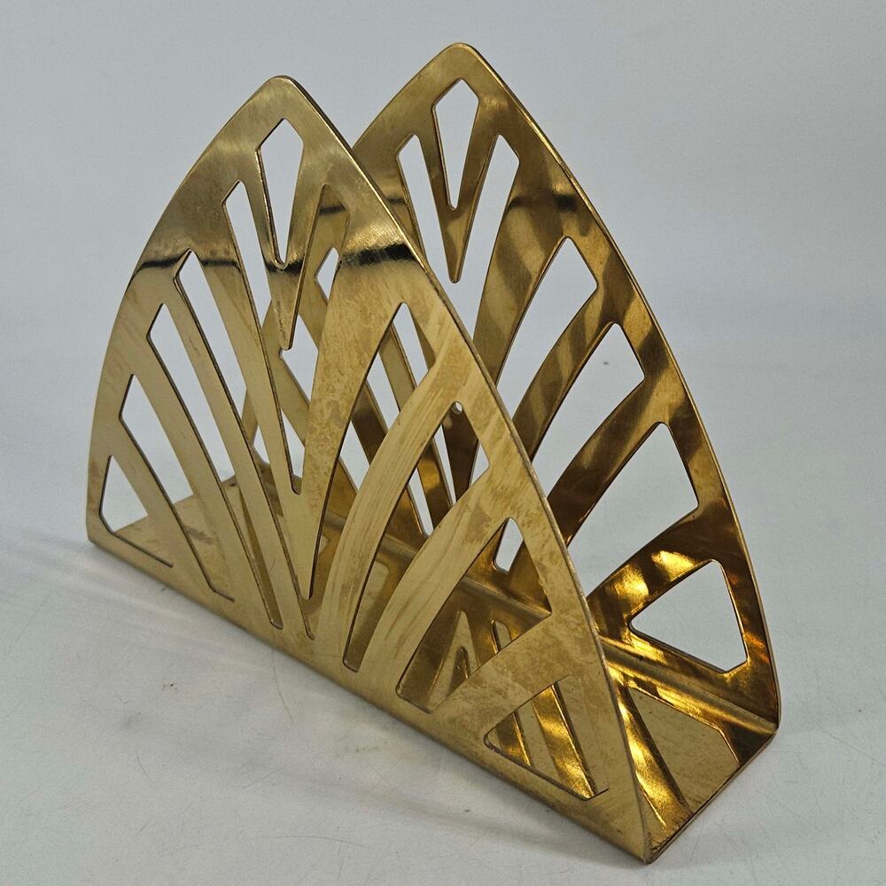 Art Deco style brass gold color Napkin Holder Metal Letter Rack